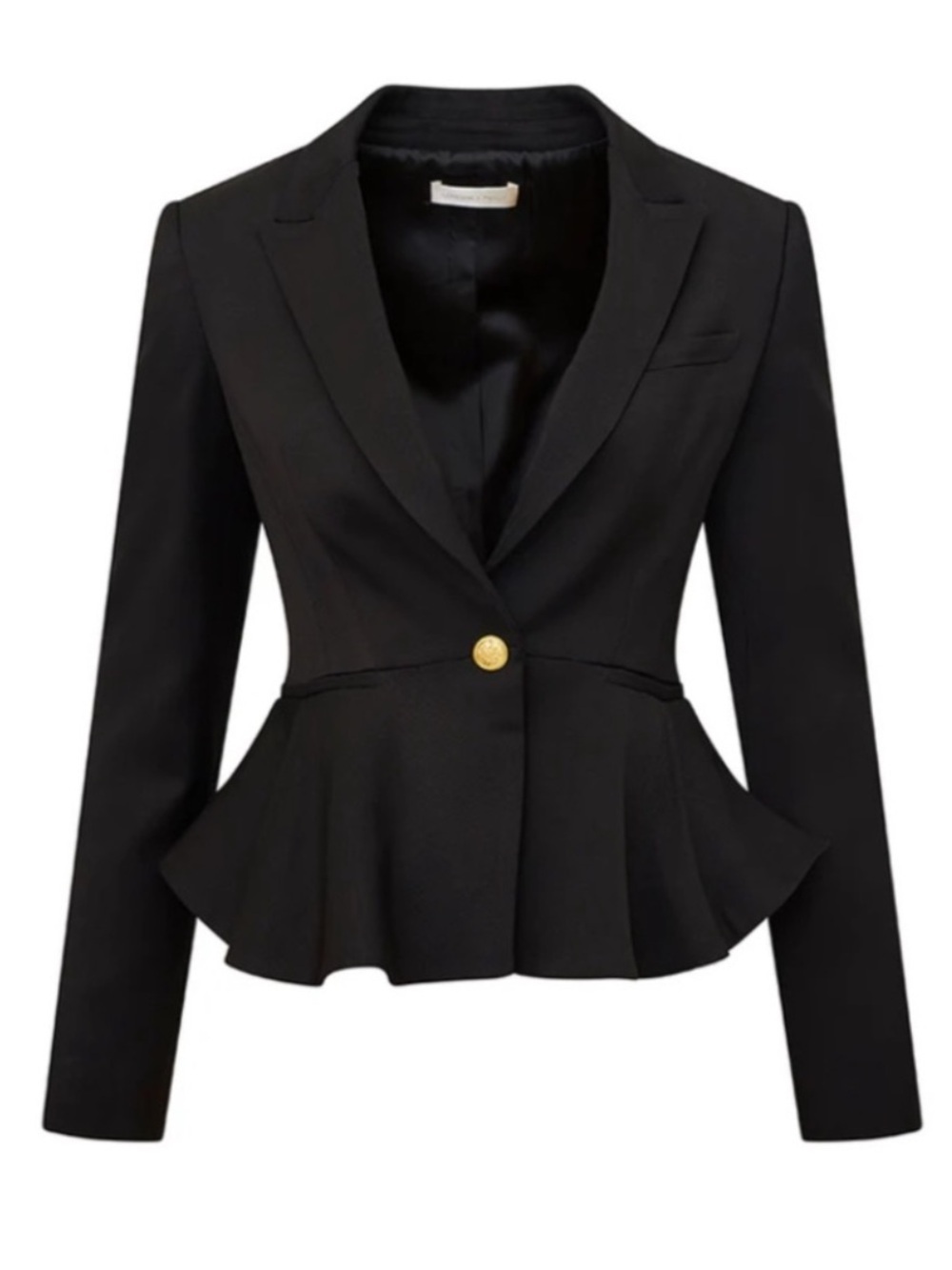 NEW LoveShackFancy Pantonia Black Wool Blend Peplum Blazer Jacket {$645} Size 8